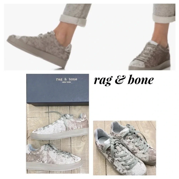 Rag & Bone | RB1 Low Top Sneakers | Dove Velvet Size 8 - Picture 1 of 17